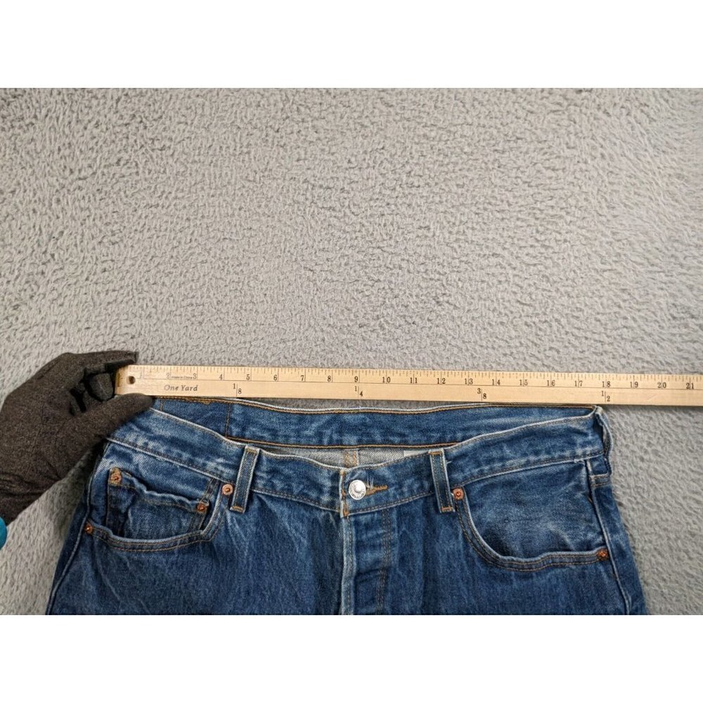 Levi's Jeans Mens 38x36 (Actual 35x32) 501 XX Button Fly Distressed Y2K Blue - Picture 6 of 16